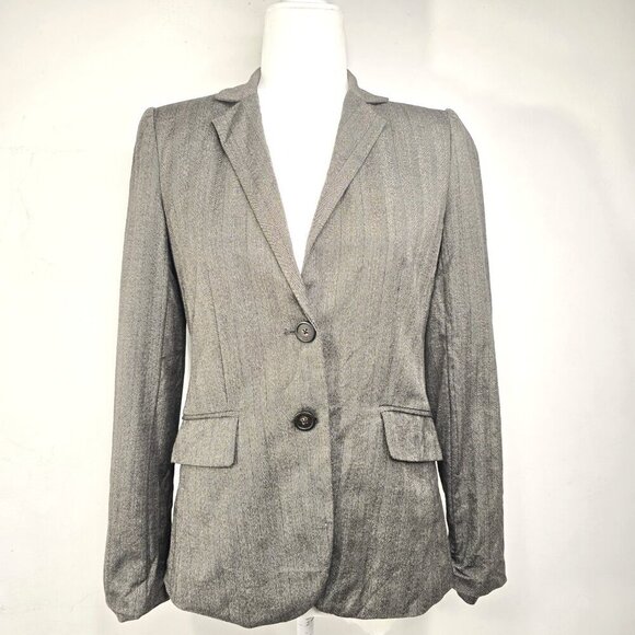 Vintage J Crew Greige Pin Striped Two Button Wool Blazer Jacket - Picture 1 of 7